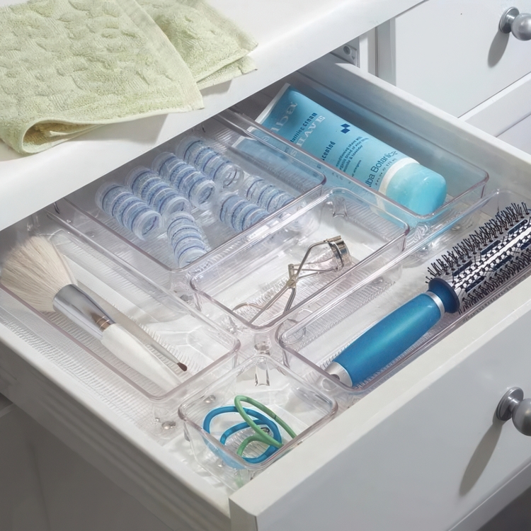 Drawer Organisers, LINUS SHALLOW LARGE, 30,5 x 15,2 x H 5,1 cm, Transparent