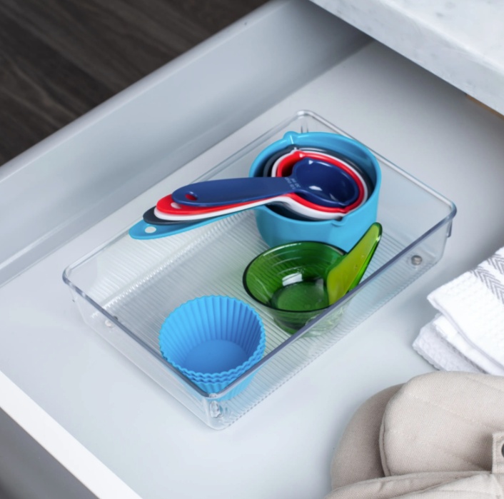 Drawer Organisers, LINUS SHALLOW MEDIUM, 22,9 x 15,2 x H 5,1 cm, Transparent