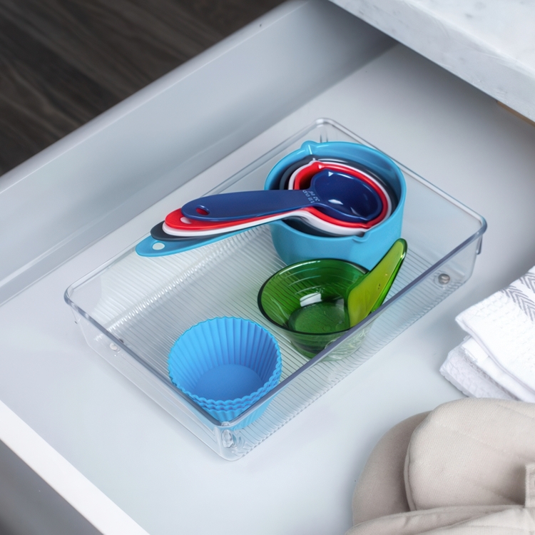 Drawer Organisers, LINUS SHALLOW MEDIUM, 22,9 x 15,2 x H 5,1 cm, Transparent
