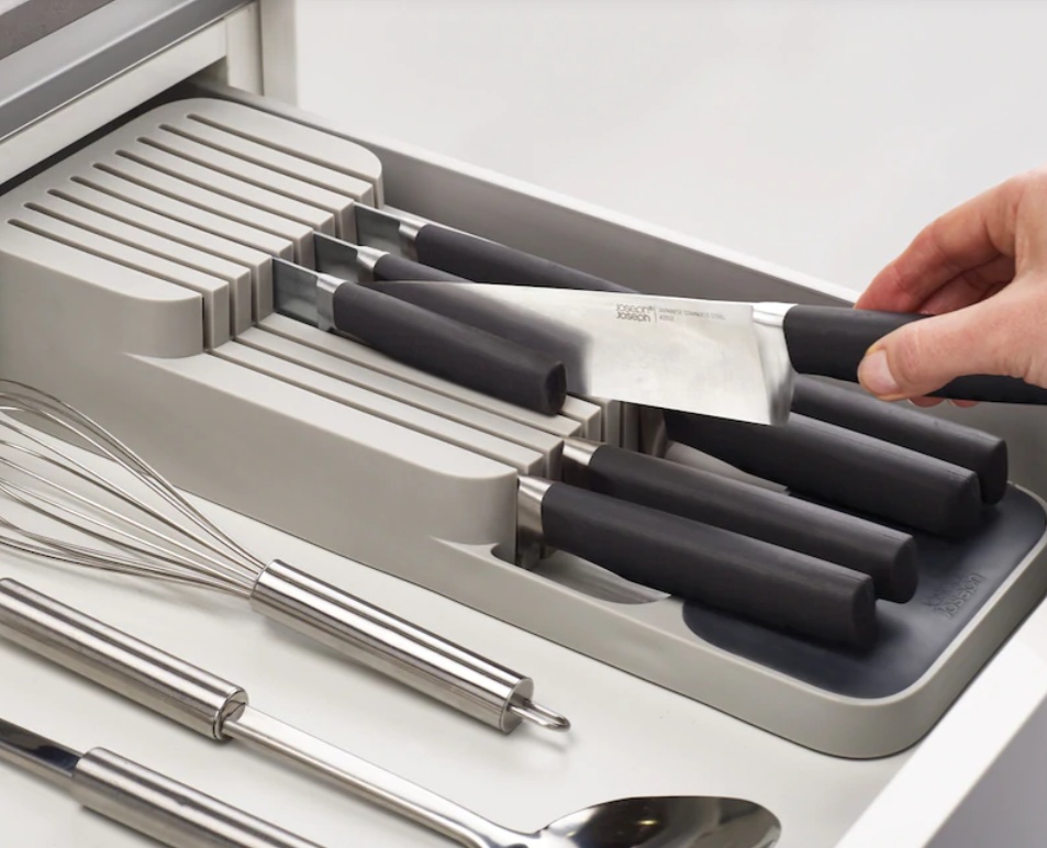 Knife organiser for 9 kives, 2-tier, DRAWERSTORE, Joseph Joseph, 39,8 x 14,3 x H7,5 cm, Grey
