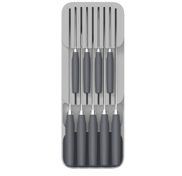 Knife organiser for 9 kives, 2-tier, DRAWERSTORE, Joseph Joseph, 39,8 x 14,3 x H7,5 cm, Grey