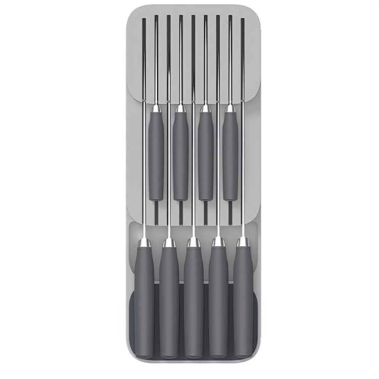 Knife organiser for 9 kives, 2-tier, DRAWERSTORE, Joseph Joseph, 39,8 x 14,3 x H7,5 cm, Grey