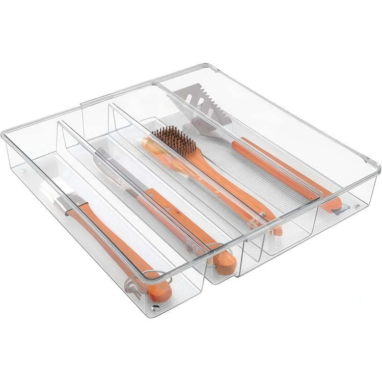 Cutlery Tray, Expandable, GRAND UTENSILS, 40,6~57 x 30,5 x H 7,6 cm, Transparent