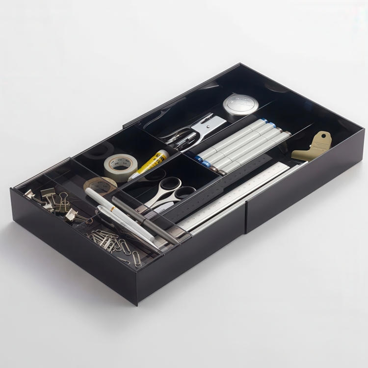 Drawer insert & organizer, TOWER, EXPANDABLE, 25 ~ 45 x 25x H 5,5 cm, Yamazaki, Black