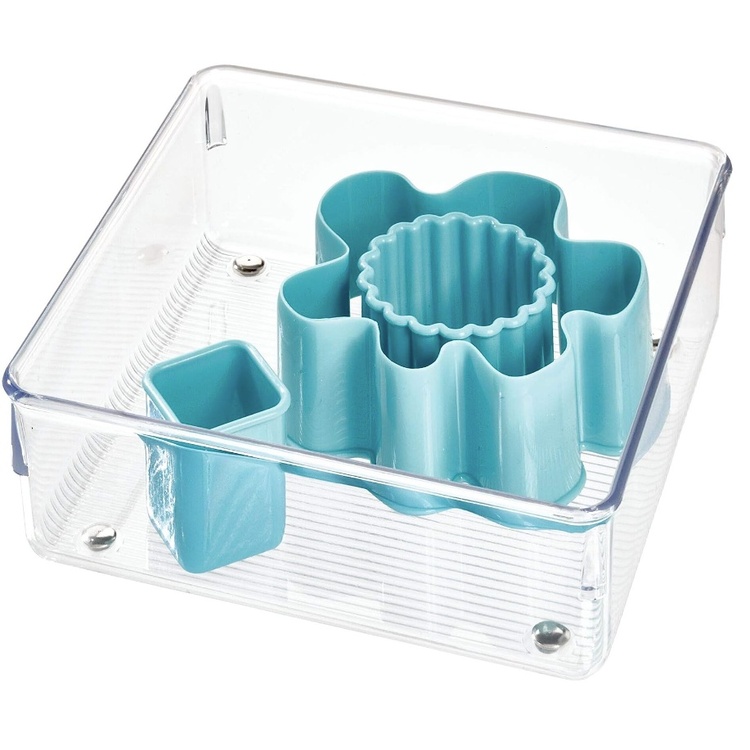 Drawer Organiser, Square, LINUS SHALLOW MEDIUM, 16,3 x 16,3 x H 5,1 cm, Transparent