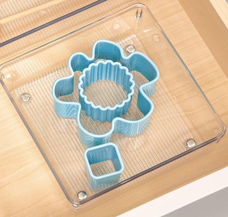 Drawer Organiser, Square, LINUS SHALLOW MEDIUM, 16,3 x 16,3 x H 5,1 cm, Transparent