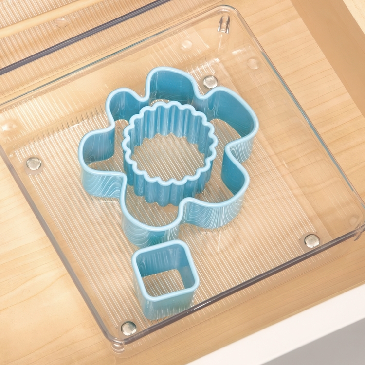 Drawer Organiser, Square, LINUS SHALLOW MEDIUM, 16,3 x 16,3 x H 5,1 cm, Transparent