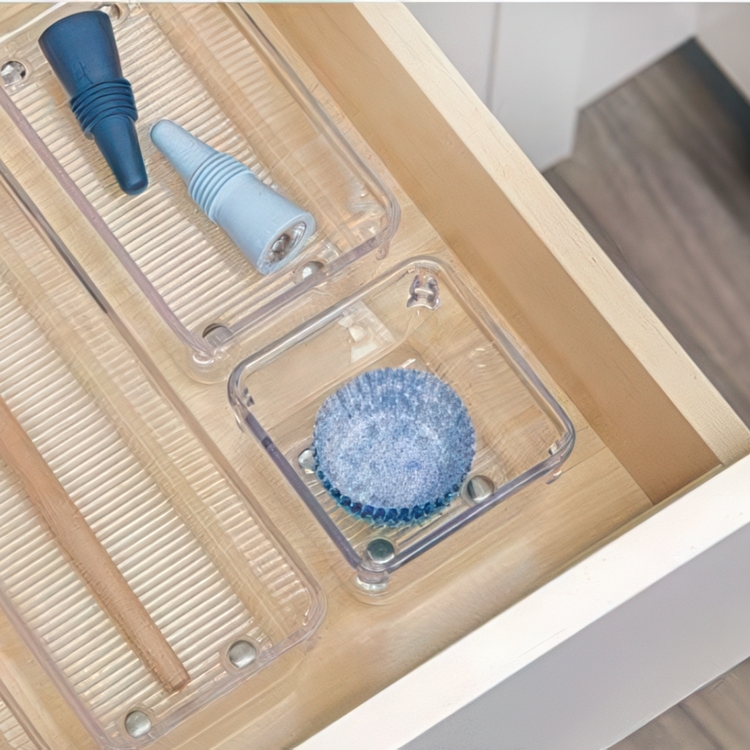 Drawer Organiser, Square, LINUS SHALLOW SMALL, 8,1 x 8,1 x H 5,1 cm, Transparent
