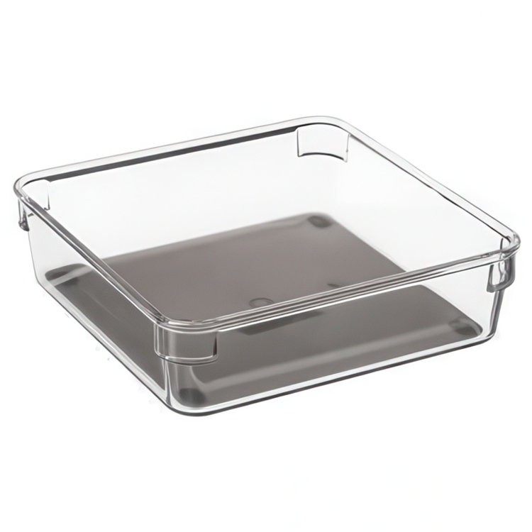Storage tray, Square, TIDY SMART ORGANIZER, 16 x 16 x H 4,5 cm, Clear / Dark Grey