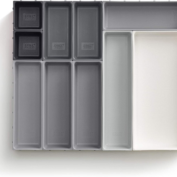 Storage trays, Set of 10, BLOX LARGE DRAWER ORGANISER, Joseph Joseph, Grey / White