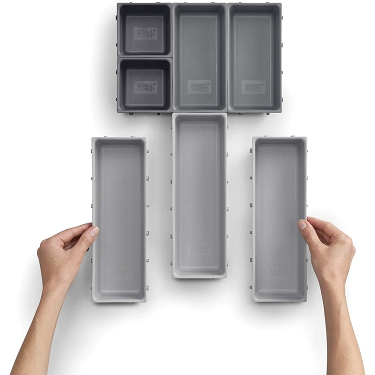 Storage trays, Set of 7, BLOX SMALL DRAWER ORGANISER, Joseph Joseph, Grey