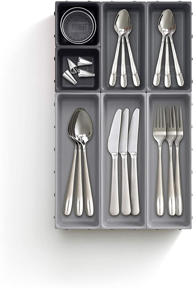 Storage trays, Set of 7, BLOX SMALL DRAWER ORGANISER, Joseph Joseph, Grey