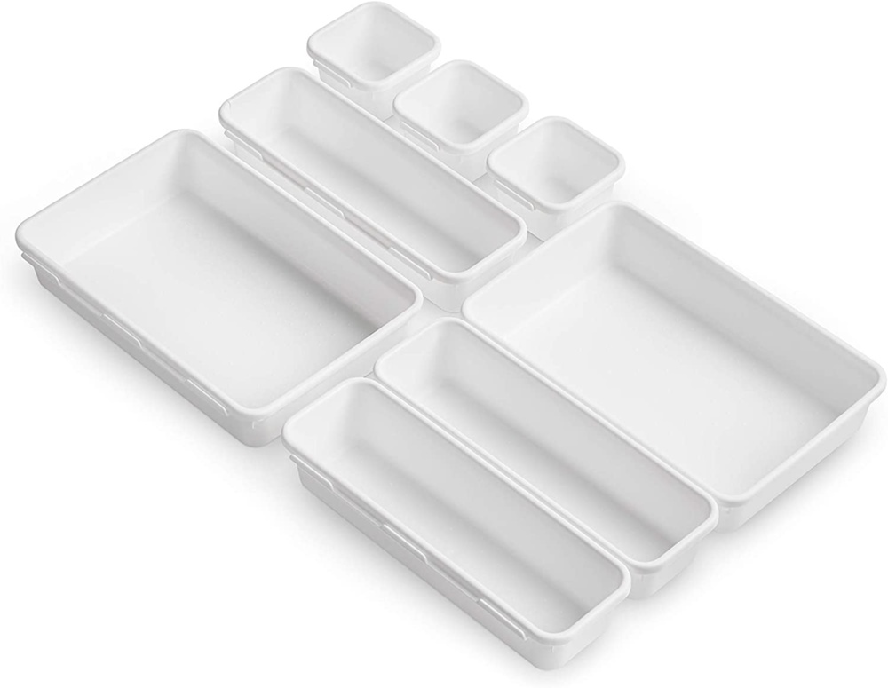 Drawer Organisers, Set of 8, MODULAR TRAYS, White