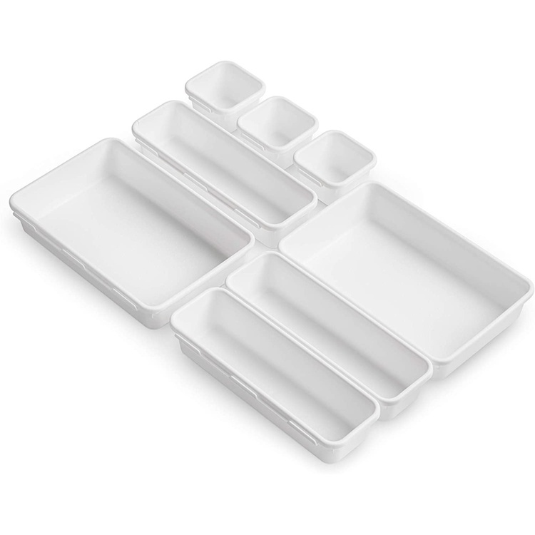 Drawer Organisers, Set of 8, MODULAR TRAYS, White