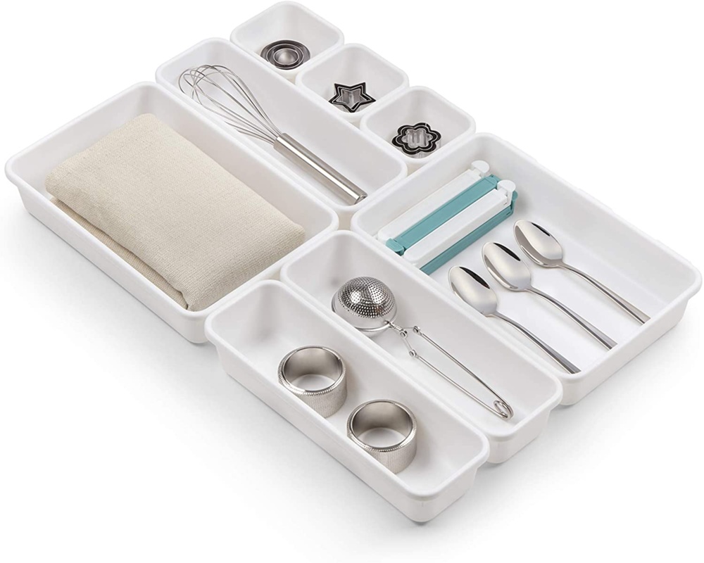 Drawer Organisers, Set of 8, MODULAR TRAYS, White