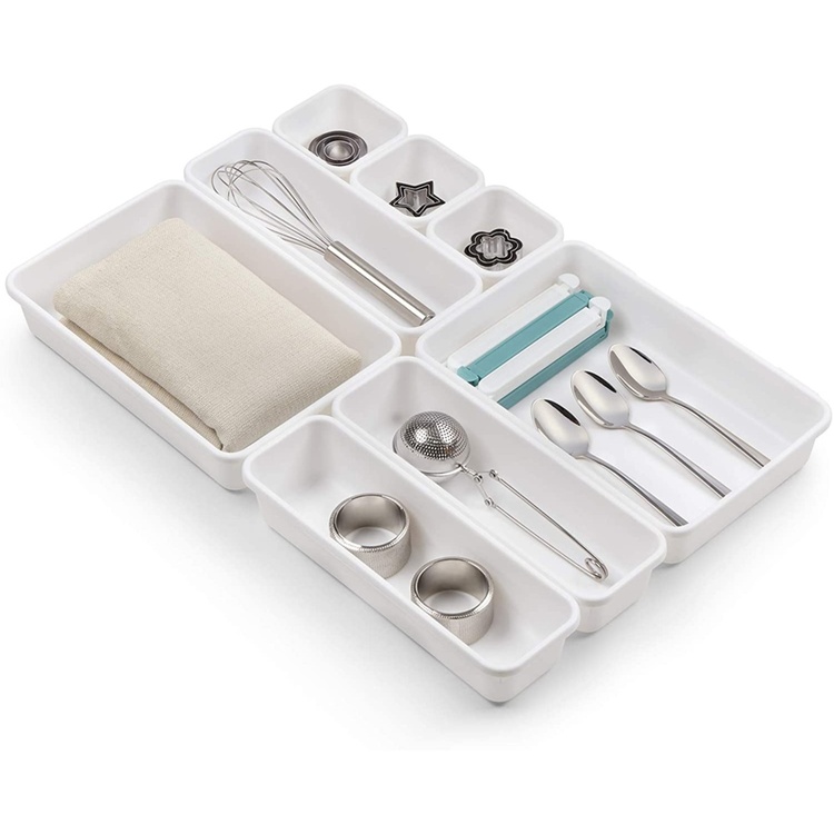 Drawer Organisers, Set of 8, MODULAR TRAYS, White