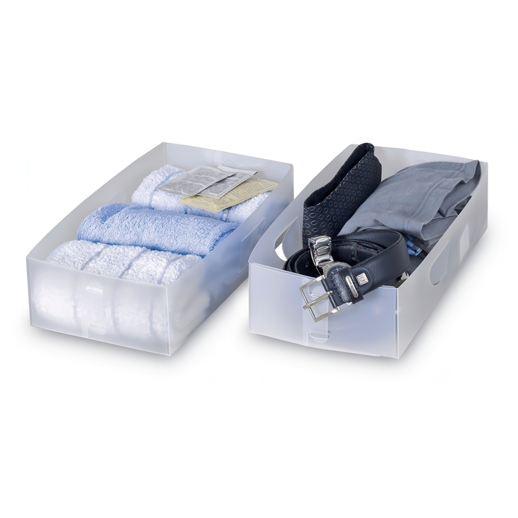 Drawer organizers, Set of 2, DIVISORI PER CASETTI, 15,5 x 30 x H 8 cm, Transparetnt White