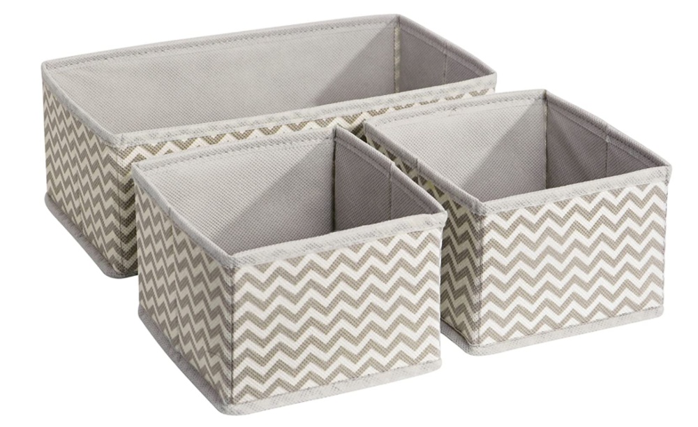 Dresser organizers,Set of 3, CHEVRON ACCESSORY ORGANISER, Grey / Beige