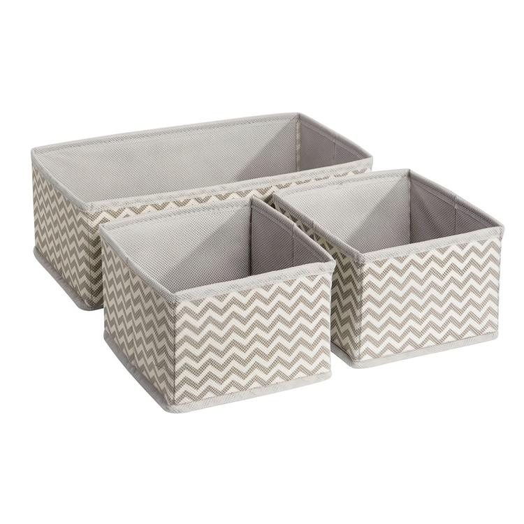 Dresser organizers,Set of 3, CHEVRON ACCESSORY ORGANISER, Grey / Beige