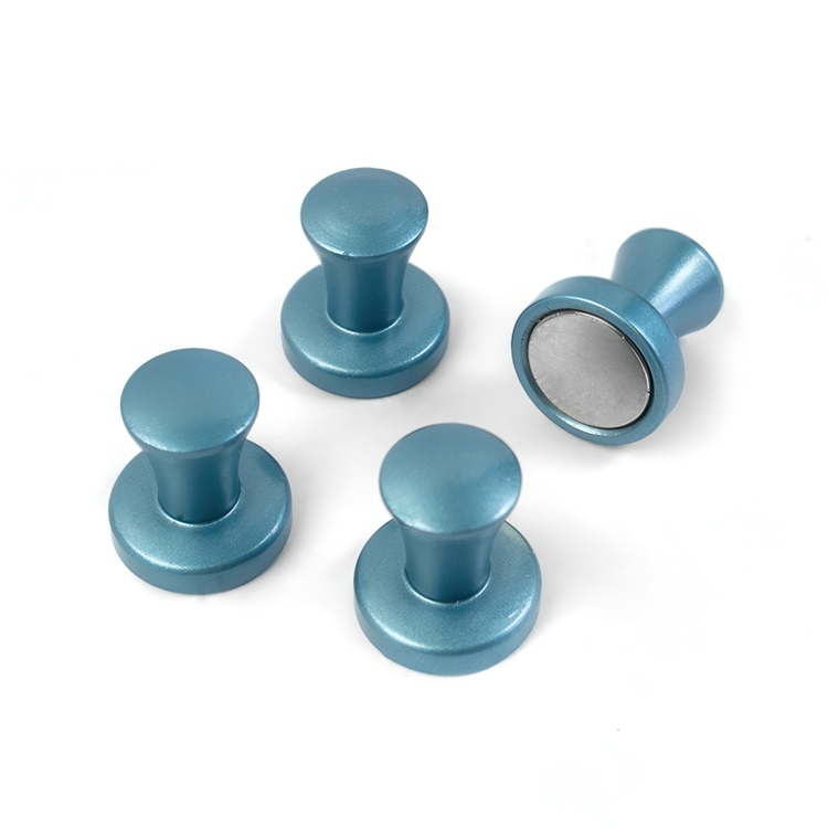 Magnets / Hooks Super strong MINI-MAX , set of 4, Ø 1,4 x H 1,5 cm, Silver Blue
