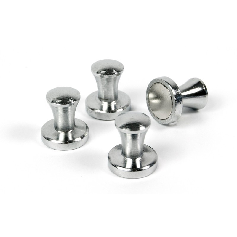 Magnets / Hooks Superstrong, set of 4, MINI-MAX, Ø 1,4 x H 1,5 cm, silver