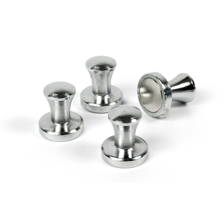 Magnets / Hooks Superstrong, set of 4, MINI-MAX, Ø 1,4 x H 1,5 cm, silver