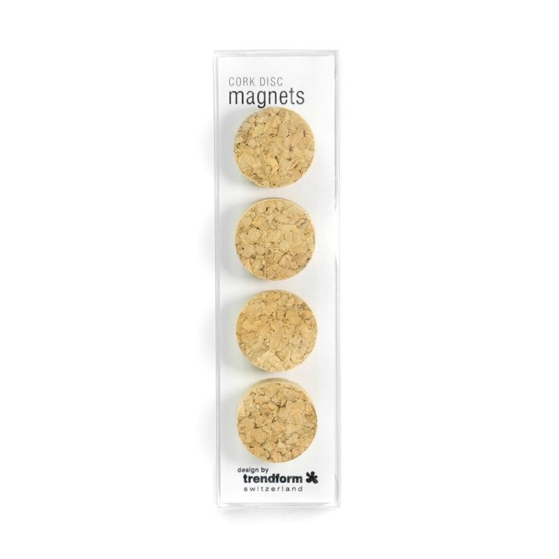 Magnets, Set of 4, CORK DISC, Ø 2,3 x 1 cm, Nature