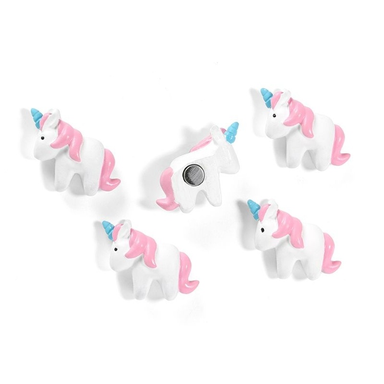 Magnets, UNICORN Set of 5, White / Pink