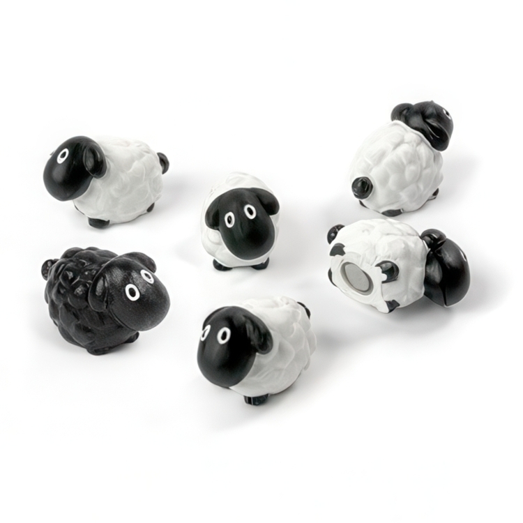 Magnets SHEEP, set of 6, white / black
