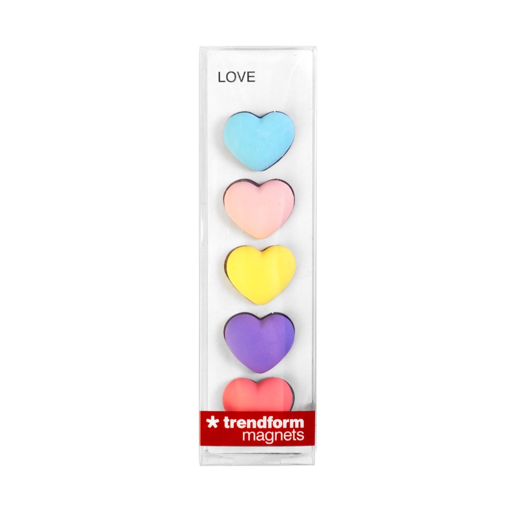 Magnets, Hearts, Set of 5, LOVE, Multicolor
