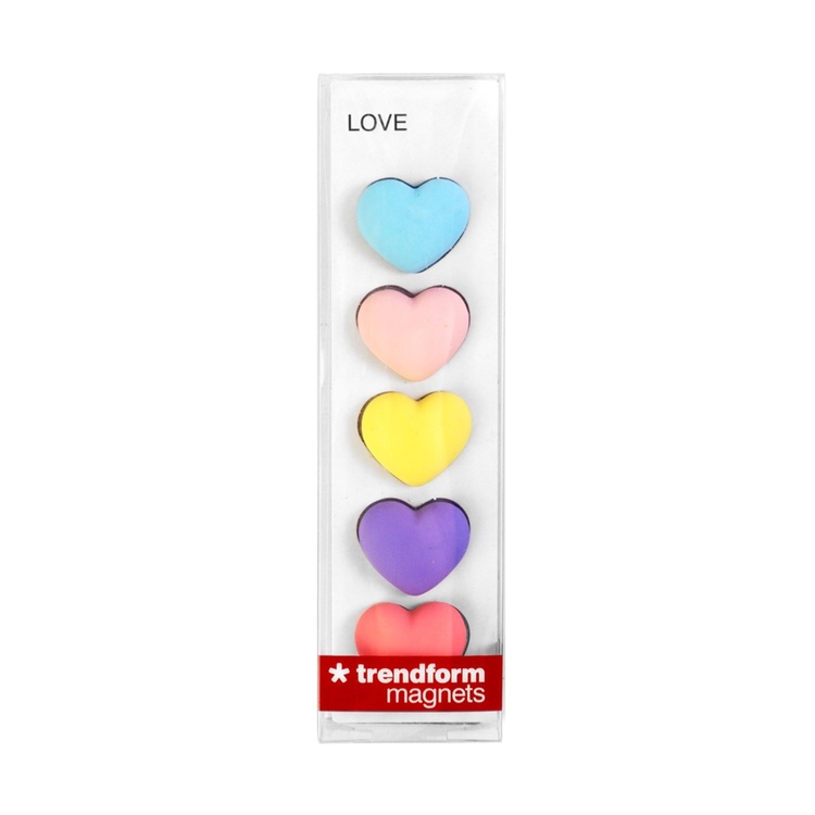 Magnets, Hearts, Set of 5, LOVE, Multicolor