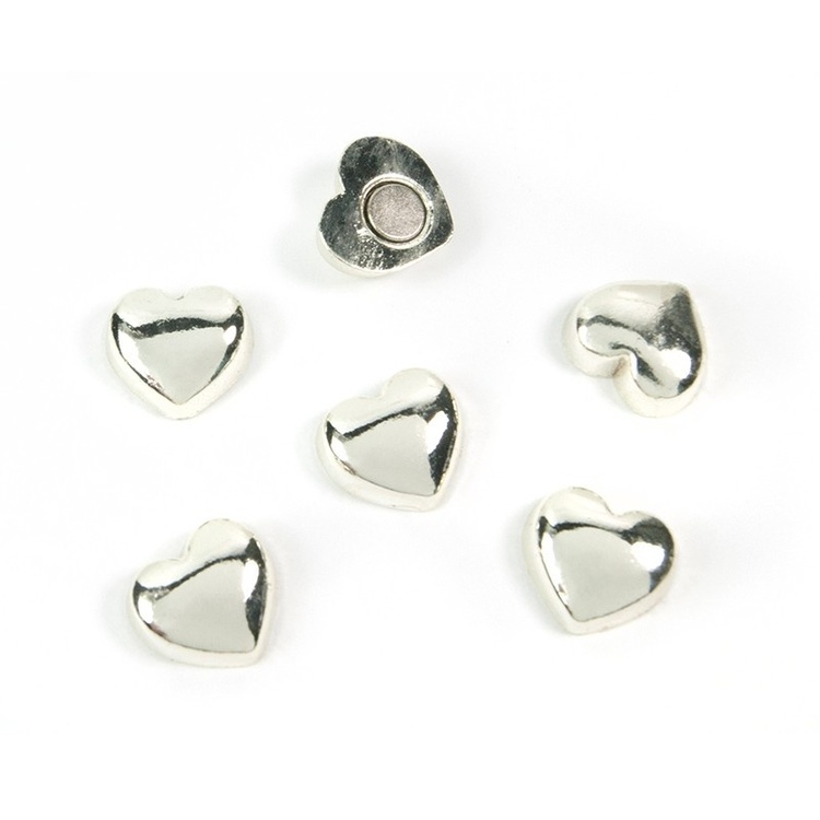 Magnets, Set of 6, SWEETHEART, Silver