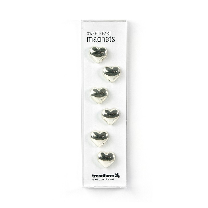 Magnets, Set of 6, SWEETHEART, Silver