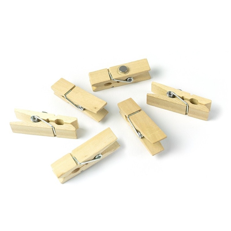 Magnet clips, Set of 6, WOODY KLIP, 1 x H 4,5cm , Nature