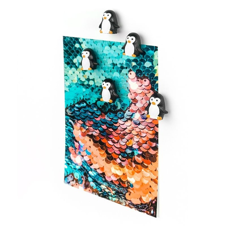 Magnets, penguins, PINGU, Set of 6, Black / White