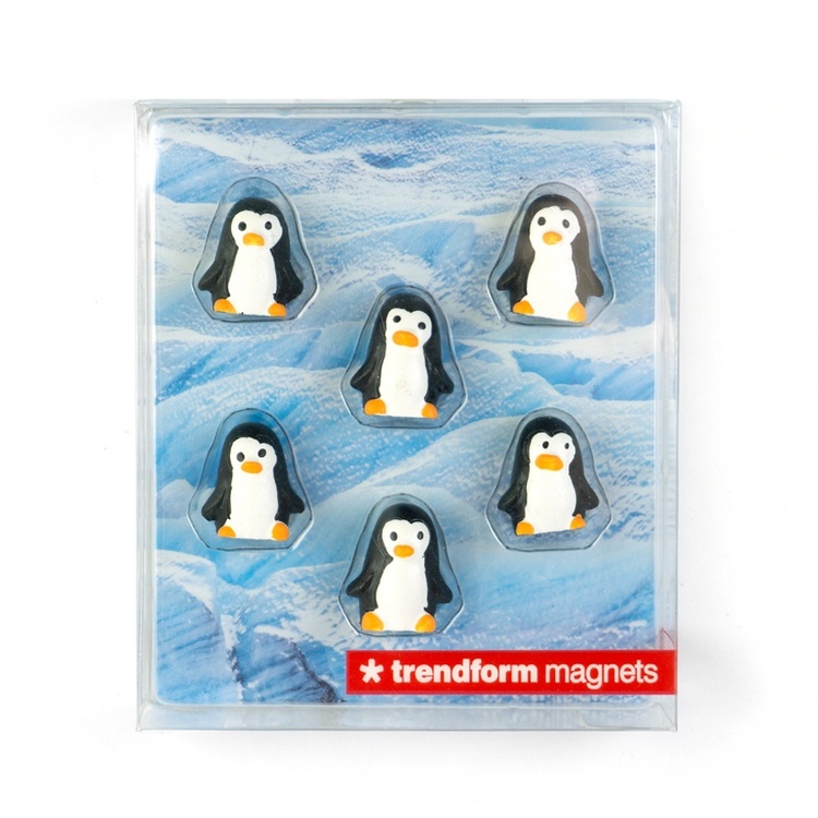 Magnets, penguins, PINGU, Set of 6, Black / White