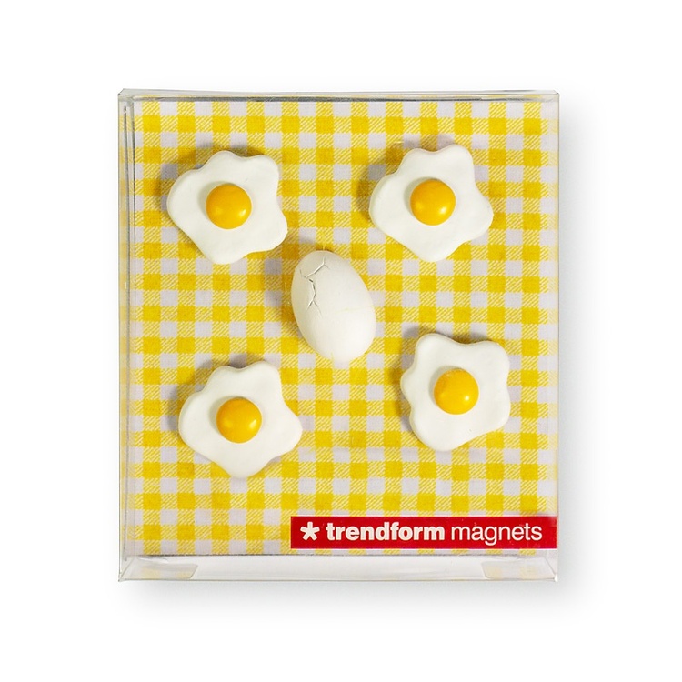 Magnets, Set of 5, EGG, White / Yellow
