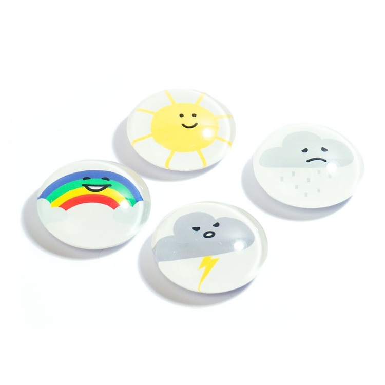 Magnets, glass, Set of 4, MOOD, Ø 3,5 cm, Assorted