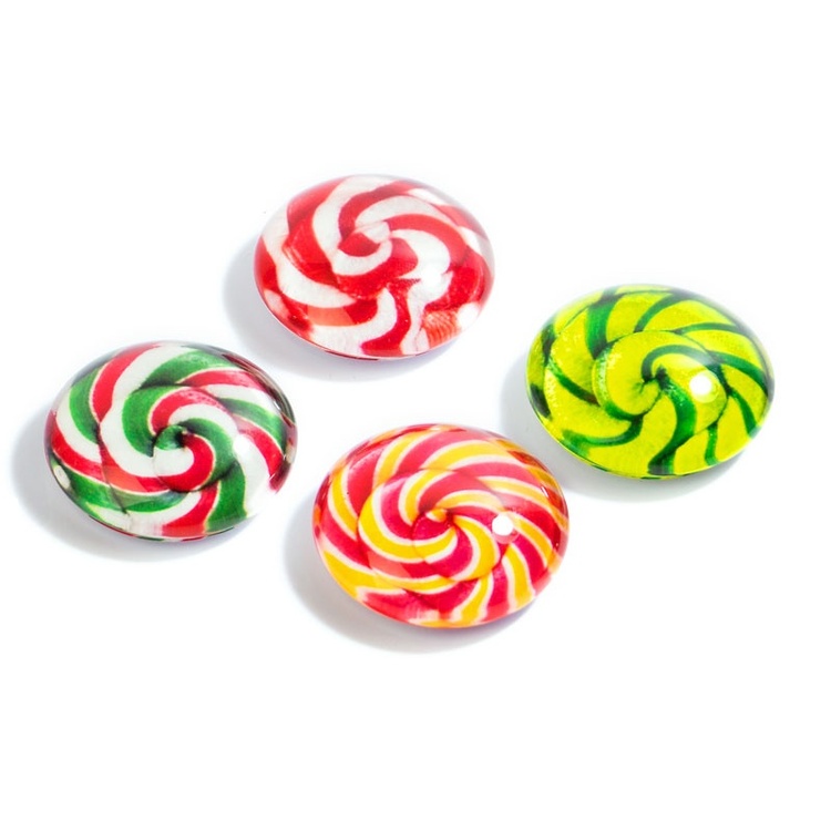 Magnets, glass,LOLLIPOP, Ø 3,5 cm, 4 psc, Assorted