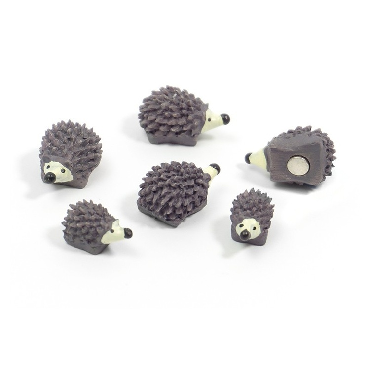 Magnets, HEDGEHOG, set of 6, Grey