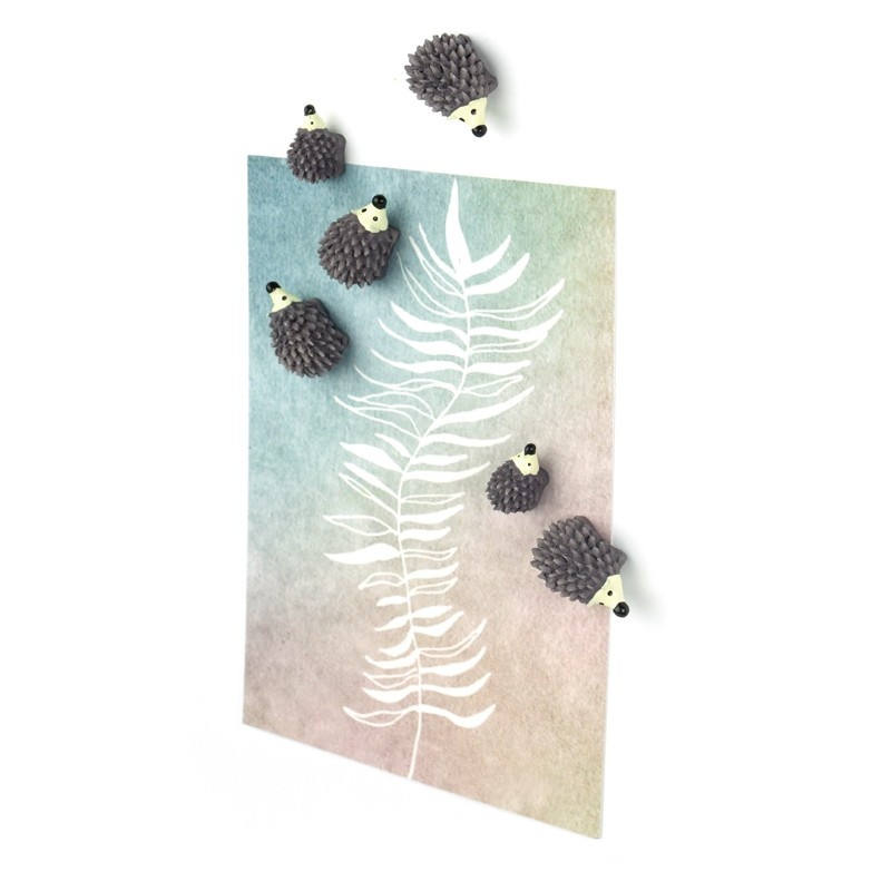 Magnets, HEDGEHOG, set of 6, Grey