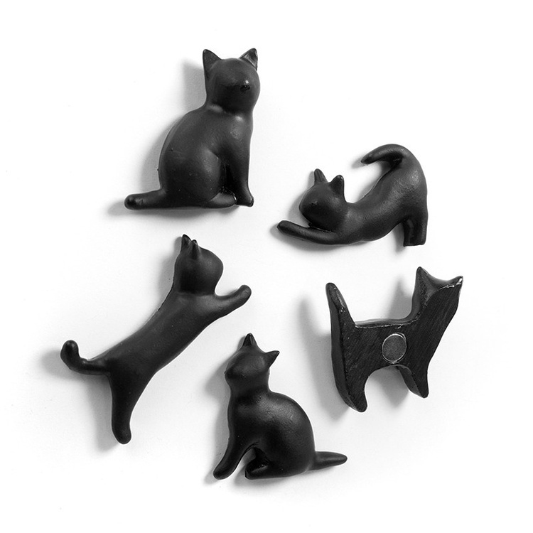 Magnets cats, Set of 5, MEOW, Black