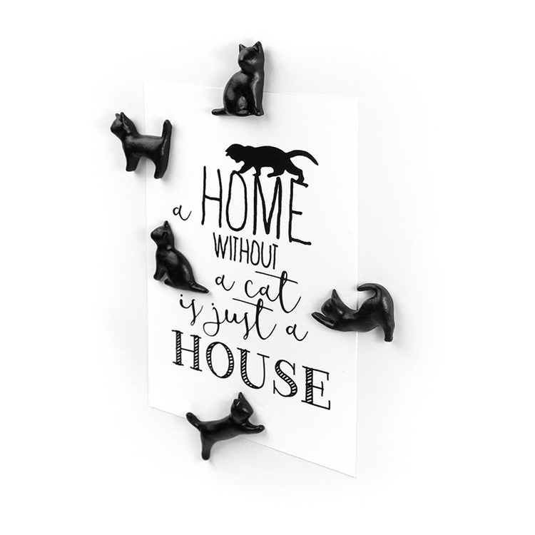 Magnets cats, Set of 5, MEOW, Black