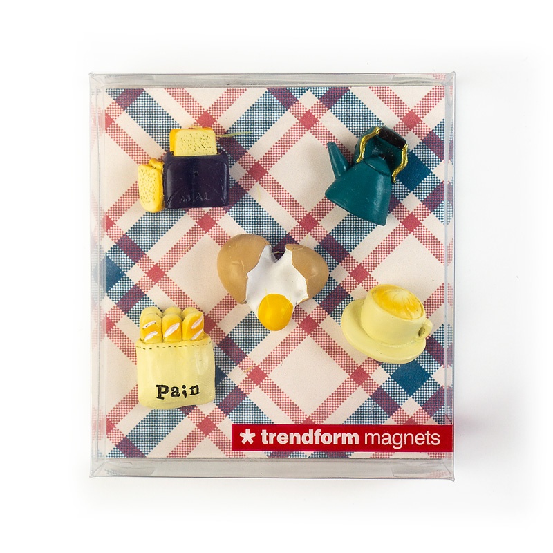Magnets Breakfast, Set of 5, PETIT DÉJEUNER, multicolor