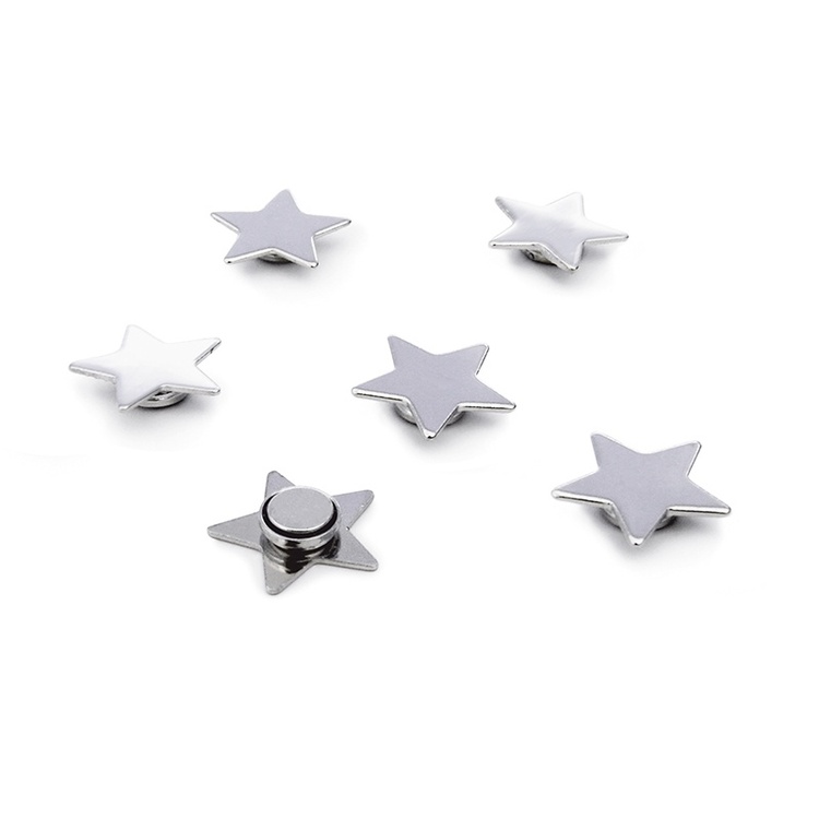 Magnets, set of 6, STAR, Ø 1,5 cm, Silver