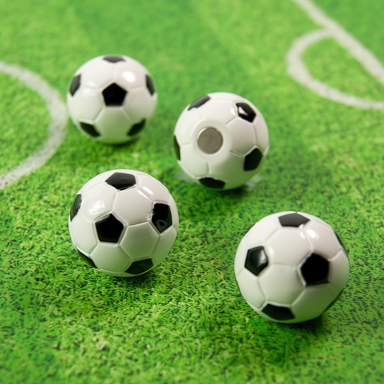 Magnets, Set of 4, FOOTBALL, Ø 2,2 cm, White / black