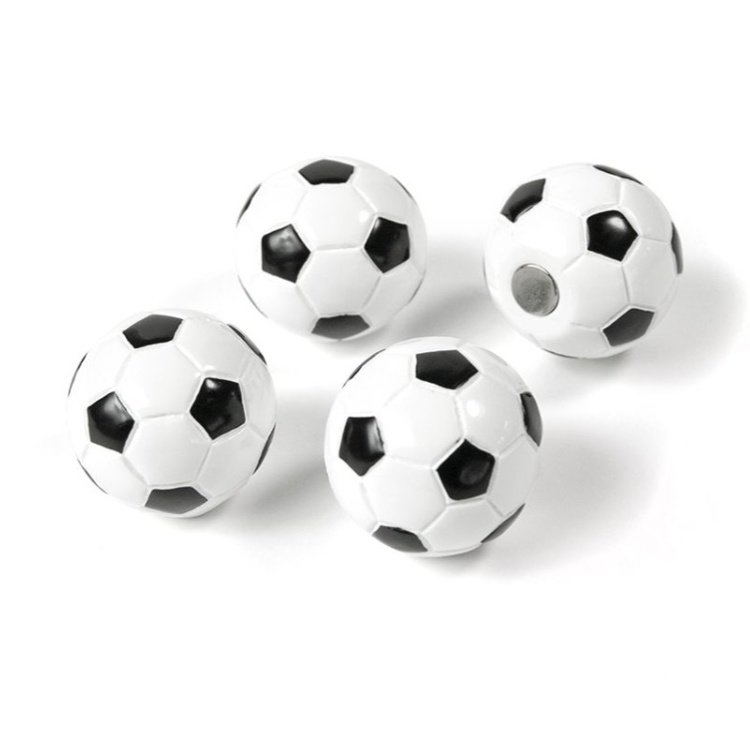 Magnets, Set of 4, FOOTBALL, Ø 2,2 cm, White / black
