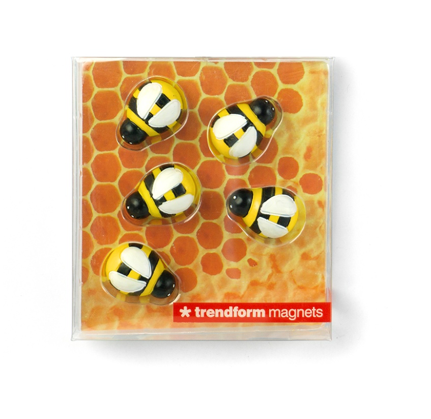 Magnets. Set of 5, HONEY BEE, Yellow / Black