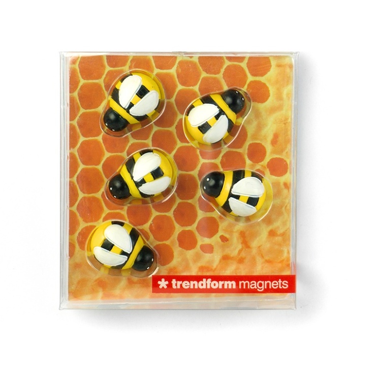 Magnets. Set of 5, HONEY BEE, Yellow / Black