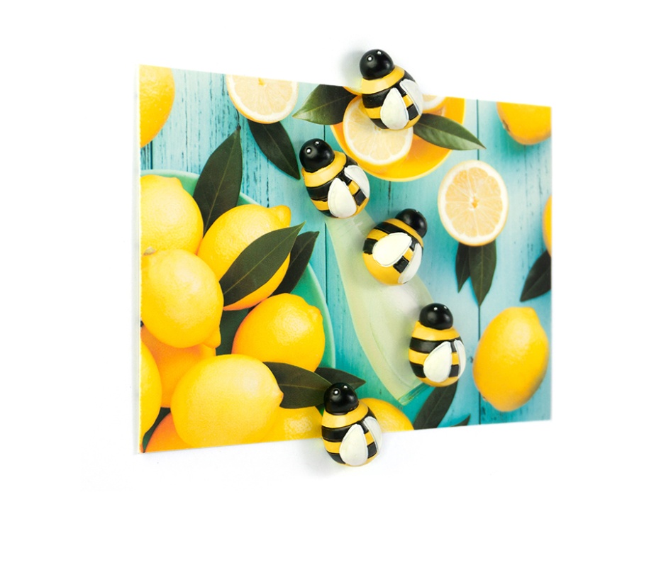 Magnets. Set of 5, HONEY BEE, Yellow / Black
